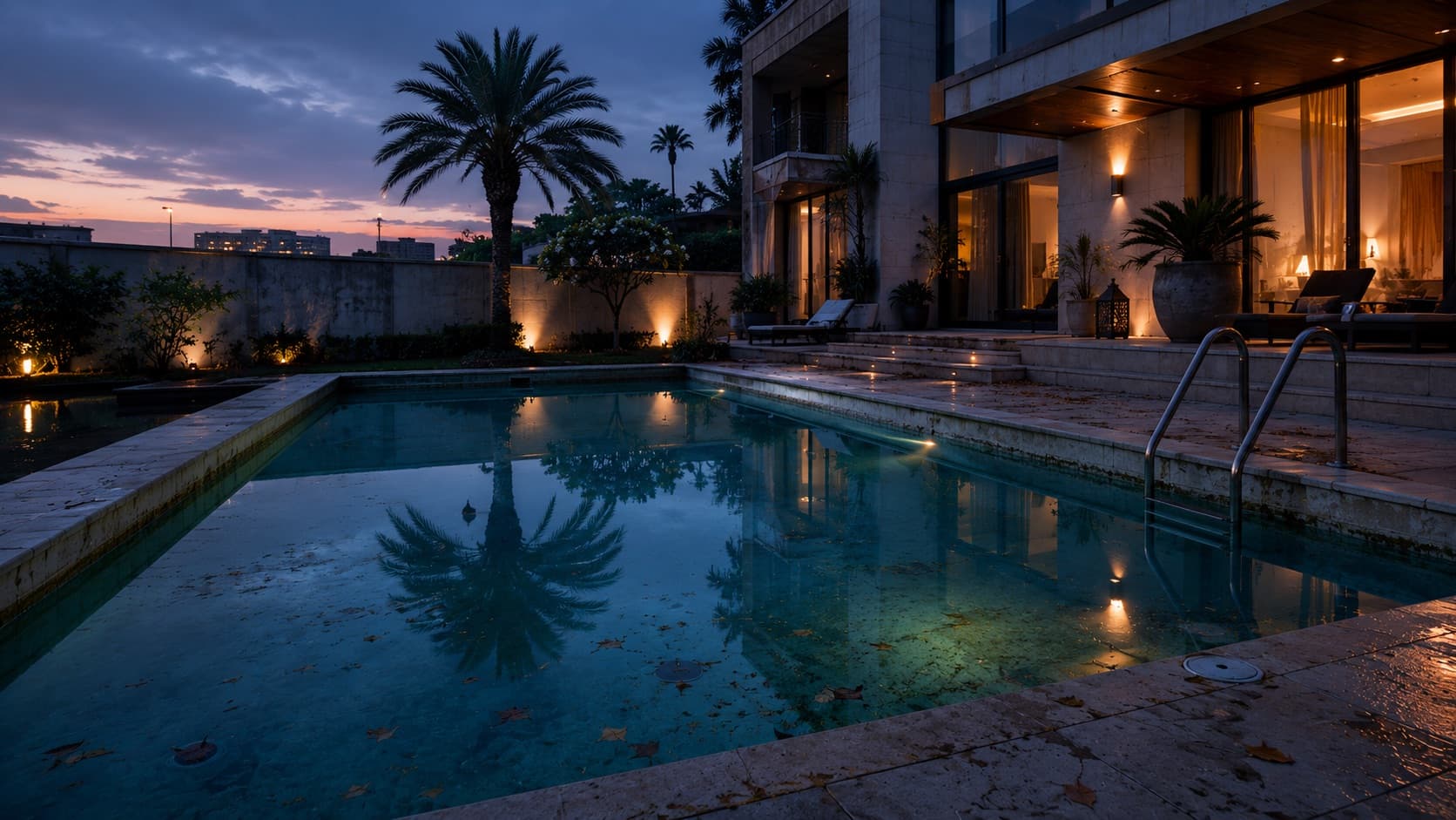 Neglected swimming pool in need of professional maintenance in Bahrain