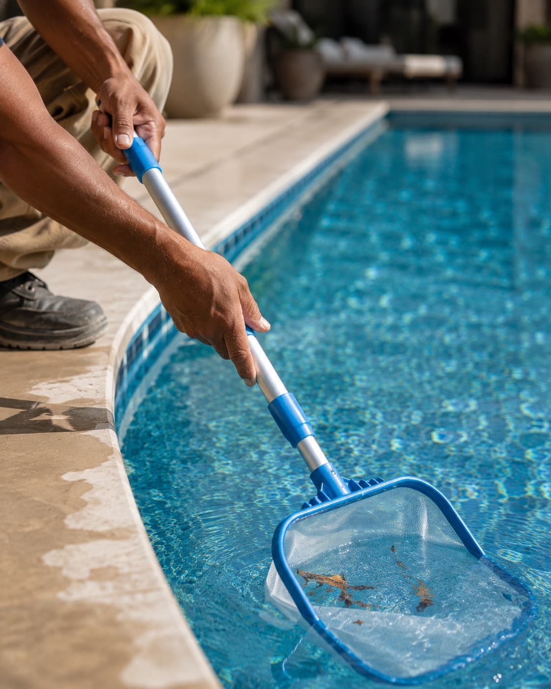 Al Kahaf specialist cleaning a swimming pool in Bahrain